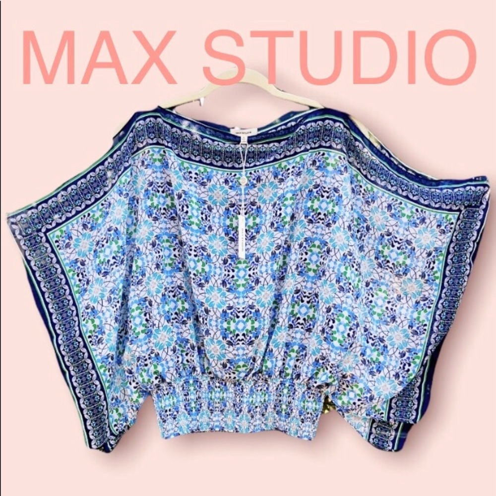 MAX STUDIO Batwing kimono floral scarf print  top size S
